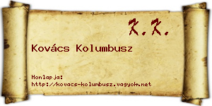 Kovács Kolumbusz névjegykártya